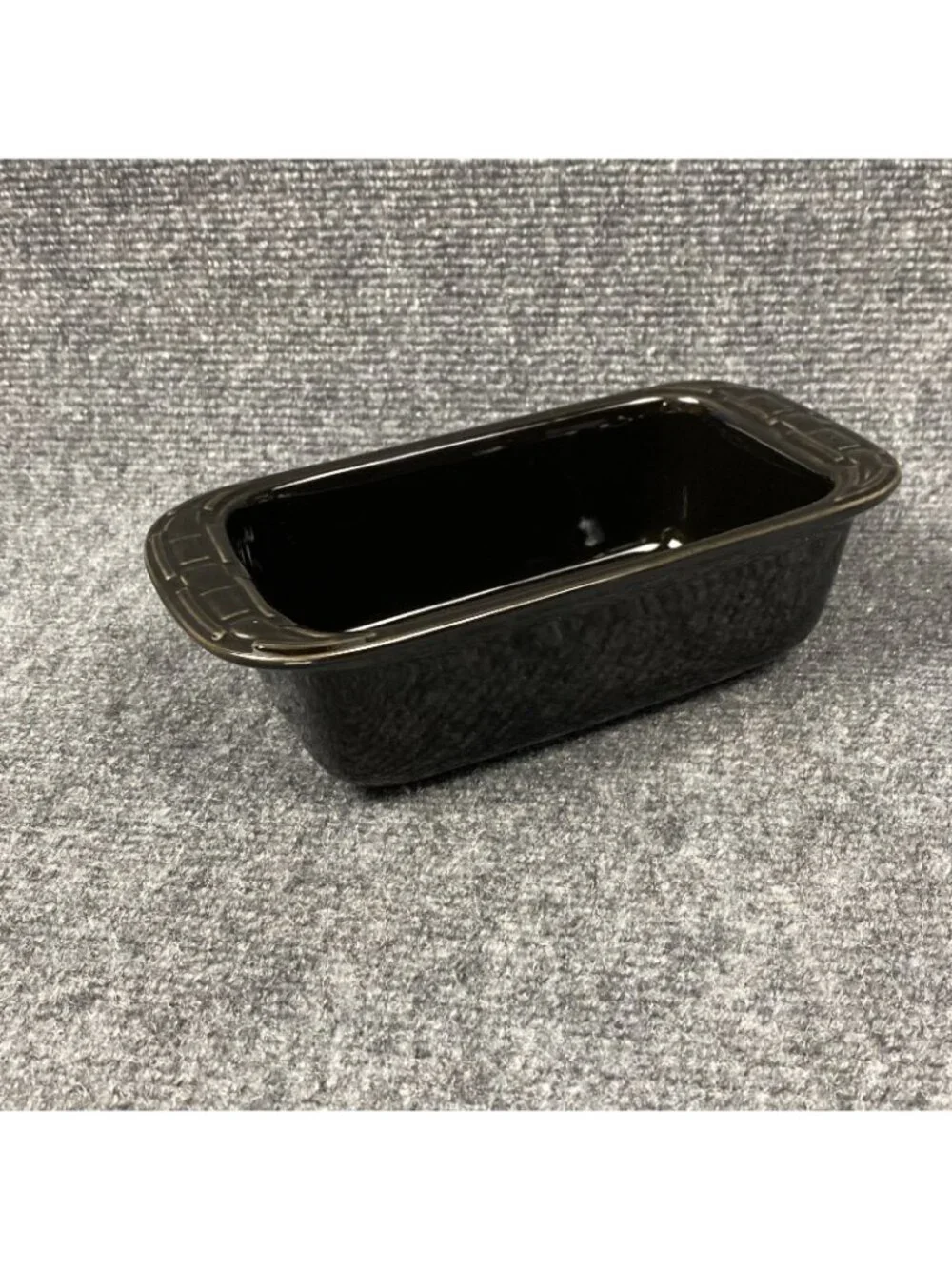 Longaberger Loaf Dish Small Ebony Woven Traditions Pottery Bread Pan New in Box
